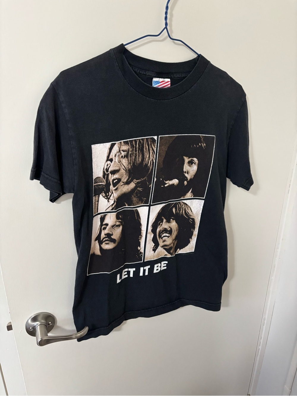 Black 'Let It Be' Beatles Graphic Short Sleeve Tee